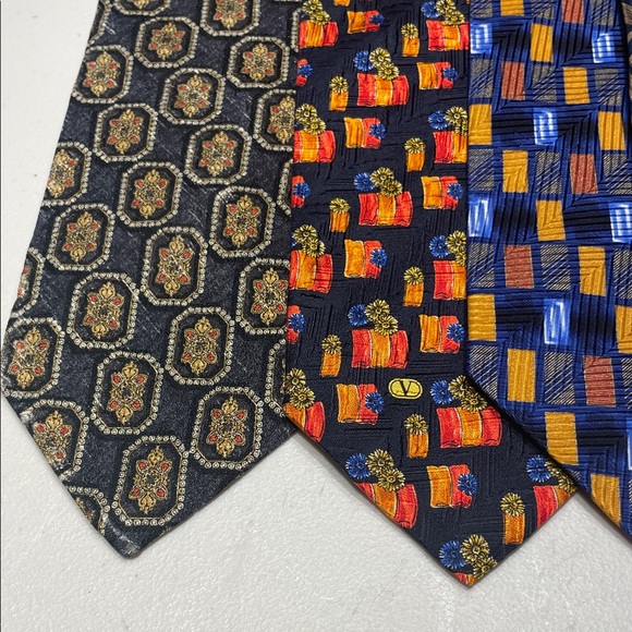 Valentino Multicolor Patterned Silk Ties - Picture 8 of 10